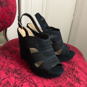 Navy Wedge Heels - Size 9